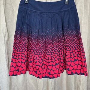 Talbots Navy and Pink Heart A-Line Skirt